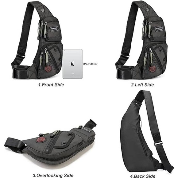 Unisex Nylon Green Mini Chest Shoulder Water-Resistant Sling Bag Ship Today - Picture 2 of 6